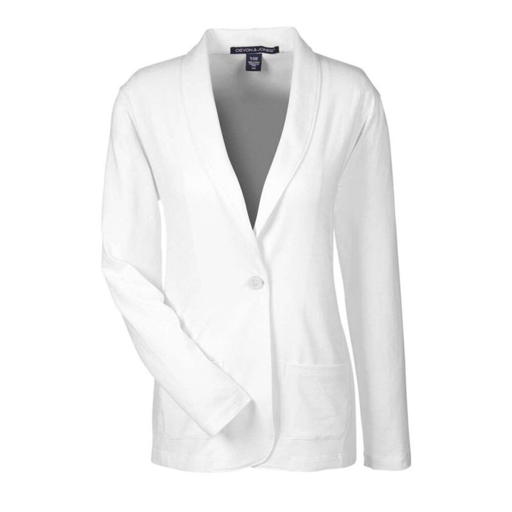 Devon & Jones Women's Perfect Fit Shawl Collar Cardigan / White